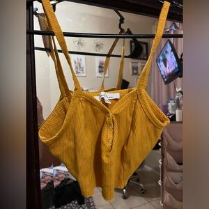 Yellow Ribbed Crop Top